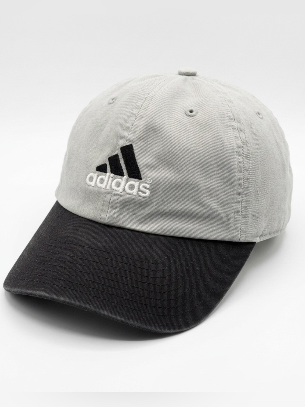Vintage Y2K Adidas Embroidered Logo Two Tone Gray Black Golf Dad Hat Strapback